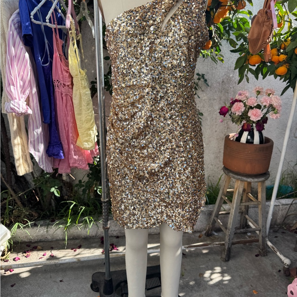 Sequin One-Shoulder Dress